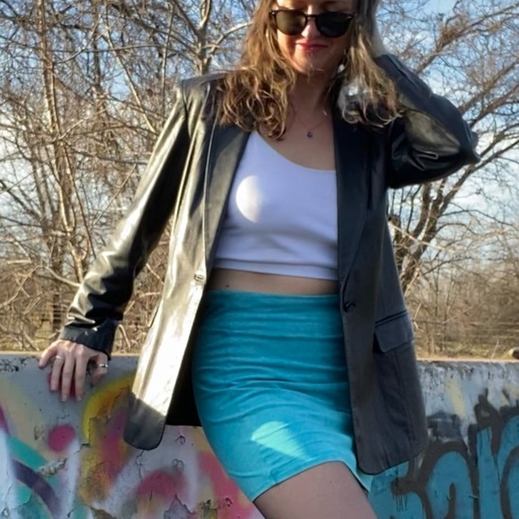 Vintage 80s leather blazer jacket - Picture 2 of 9